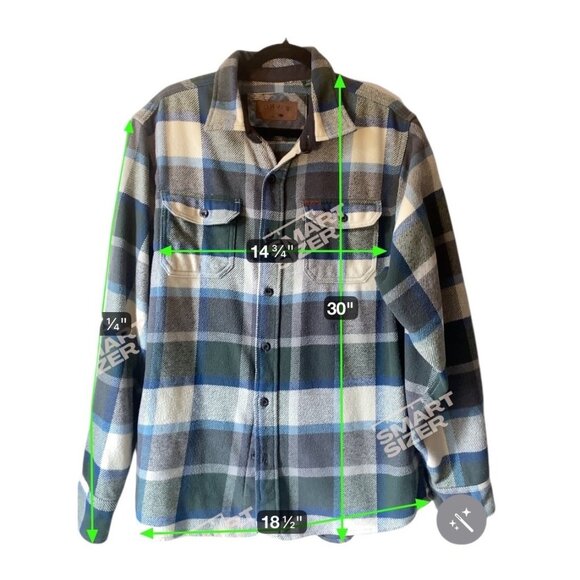 Orvis Pine Street Blue Green Plaid Button-Up Shirt Shacket Jacket Men L - Picture 3 of 9
